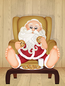 给圣诞老人送牛奶和饼干的惊喜扶手椅庆典插图背景图片