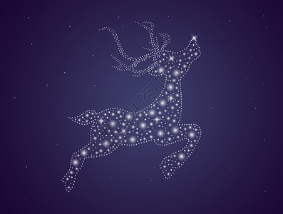 带明亮驯鹿的圣诞卡星星辉光插图庆典问候语背景图片