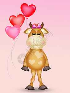奶牛形状气球有心的牛牛奶动物气球明信片插图哺乳动物问候语斑点牛角背景