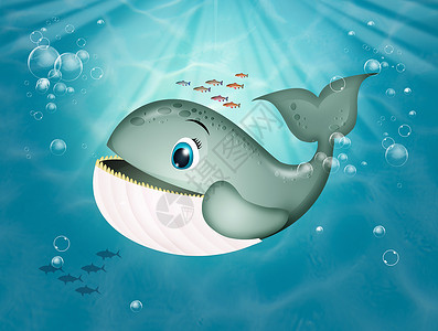 鲸鱼在海洋中的插图动物卡通片吉祥物灭绝鲸目背景图片
