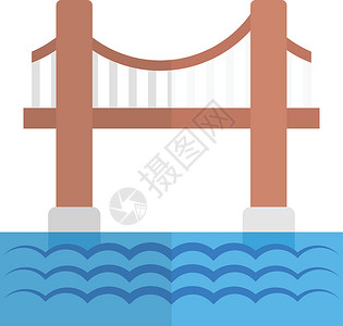 千斯门大桥金金门桥建筑学海洋爬坡地标紫色日落纪念碑绳索黄色国家插画