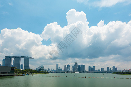 4月22号新加坡 - 2018年4月22日;西加波尔市 Marina湾全景背景