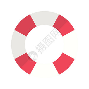 红白救生圈游泳圆圈巡航生活警卫救生圈稻草浮标标识安全海滩插画