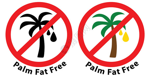 毛棕榈油棕榈脂肪自由(棕榈油)-没有使用棕榈油标志 红横黑棕榈插画