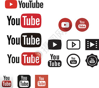 youtube视频栏YouTube 的logo矢量集插画