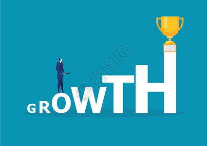 growth以GROWTH成功概念的名词寻找奖项的商务人士插画