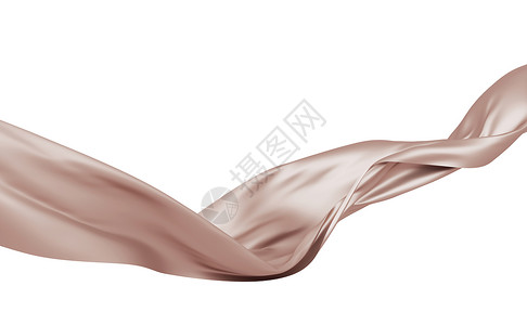 玫瑰金织物在风中飞动 孤立于白色背景飞行粉色插图纺织品金子渲染曲线海浪奢华丝绸背景图片