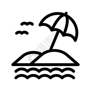 伞式雨伞海洋假期标识晴天插图海岸季节鸟类场景旅行背景图片