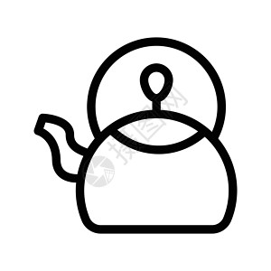 茶壶食堂艺术黑色咖啡餐具时间厨房插图咖啡店餐厅背景图片