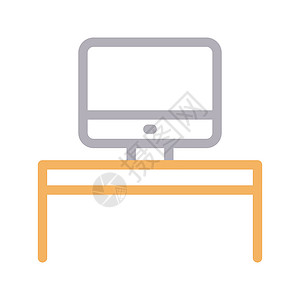 桌子桌面网络等距优雅屏幕技术监视器电视插图房间背景图片
