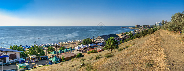海滨大道乌克兰切尔诺莫尔斯克公共海滩酒吧楼梯建筑胡同公园街道太阳城市柱廊旅行背景