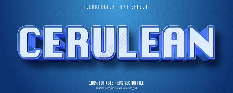 Cerulean 文字 3d 蓝色可编辑字体效果背景图片