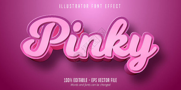 粉色标识Pinky 文字 3 d 可编辑字体效果设计图片