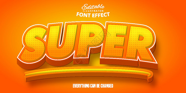 超级团购字体设计超级文本 3D 可编辑字体效果插画
