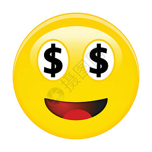 蒙住双眼黄笑3D民主(moji) 用黑色的美元符号代替双眼和红张嘴 (3d Mouji)设计图片