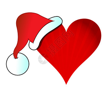 Santa 帽子心脏插图设计背景图片