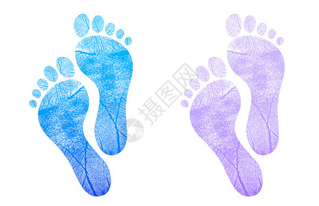 蓝色婴儿足迹 白色粉红色插图设计背景图片