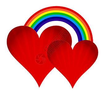 边界模糊彩虹白色背景上带有彩虹插图设计的红心背景