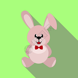 Plush 玩具兔 简单图像 长阴影动物野兔玩具礼物卡通片动画动物群插图手绘背景图片