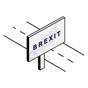 路边挂有Brexit标志的布告牌插画