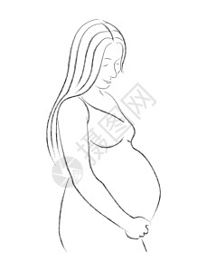 鼎盛王朝一位孕妇的矢量铅笔绘画 白b设计图片