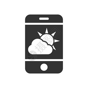 大暑季节手机屏保带有云雾图标的矢量移动电话图标 简单设计设计图片