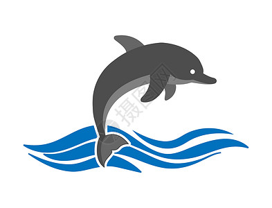 海豚跳出水面 logo 徽标或标签用于日志高清图片