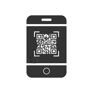 屏幕图标智能手机屏幕上的矢量 QR 代码图标设计图片