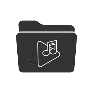 音乐文件夹用于存储音乐 音乐作品或文件的矢量图标 stock Idu贴纸空白绘画库存笔记标识文件夹旋律按钮草图设计图片