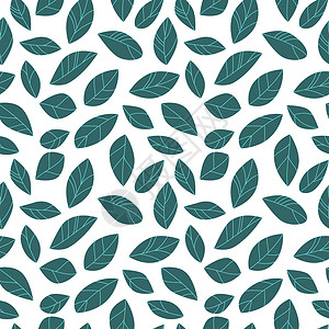矢量叶模式墙纸绘画树叶涂鸦飞行作品植物蓝色背景图片
