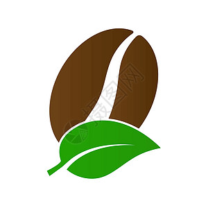 咖啡豆叶子咖啡豆和植物叶子 Stylized矢量插图贴纸空白标识粮食库存白色程式化菜单绘画概念设计图片