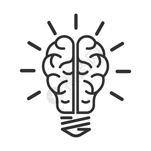 尤里卡以灯形形式显示的大脑矢量图标 亮度图标科学战略反射空白绘画力量草图库存创新动力学设计图片