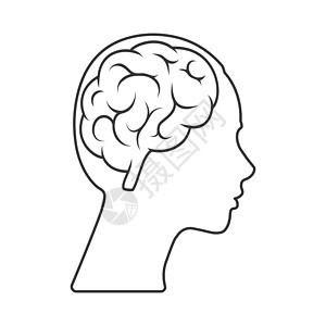 神经外科素材脑空大纲被孤立的雌头女性矢量图标设计图片