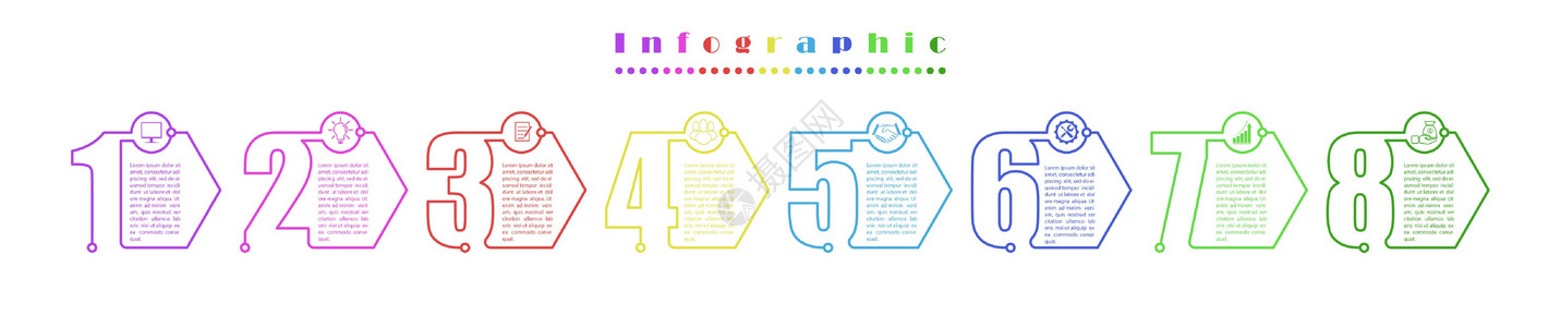 八吉祥图案信息图 矢量模板八阶段 网页设计设计图片