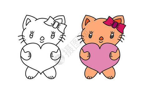 心空用心爱的可爱儿童卡通小猫 一套剪贴本插画
