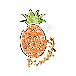 手绘可爱菠萝Doodle 风格的菠萝矢量插图 用于主题脱水食欲甜点收成染色情调食物绘画库存热带概念设计图片