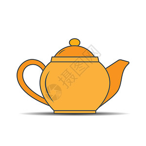 茶制品Ketle 白色背景上孤立的简单矢量图标酿造手绘金属插图休息制品陶瓷仪式饭厅绘画设计图片