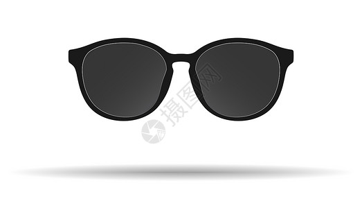 夹胶玻璃黑色框架的太阳镜 在白色背景上被孤立塑料手绘鼻眼镜玻璃插图配饰草图空白变体大灯插画