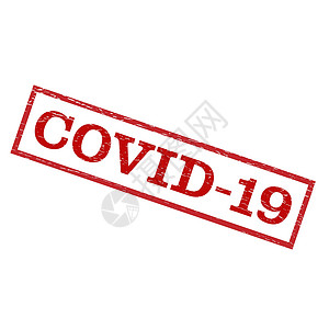 2019木纹字刻有COVID2019标记的印章绘画插图肺炎邮票药品预防粗糙度测试警告医生插画