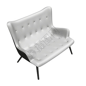 白色皮革现实的白色沙发 几何视图 3D矢量插画