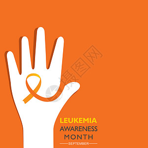 白血病认识月 含橙色彩带 9月观察横幅预防捐赠者活动橙子诊断海报世界癌症插图背景图片