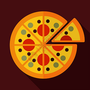 披萨矢量图标 快餐标志盒子卡通片食物菜单香肠圆形午餐美食晚餐餐厅背景图片