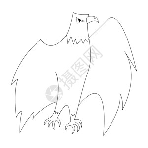 白尾鹰捕食Cartoon 鹰轮廓 在白柱上孤立的矢量插图设计图片