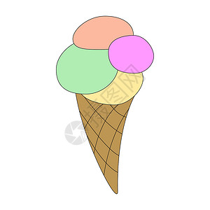彩色球冰淇淋卡通彩色冰淇淋大纲 矢量彩色插图插画