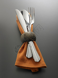 银勺子叉 刀和勺子套餐用具金属餐巾架银器餐具厨具厨房摄影餐刀餐巾背景