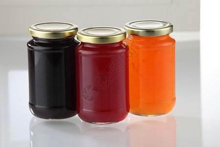 组合果酱工作室香橼黑色红色产品食物白色收藏玻璃浆果背景图片