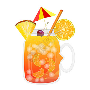 凤梨果汁在白背景上被孤立的龙卷风拳击鸡尾酒插画