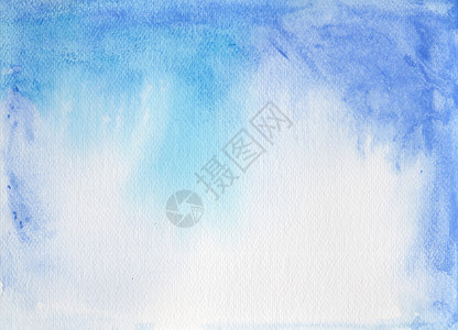 纸张纹理上的蓝色水彩色背景摘要艺术手绘绘画水彩背景图片
