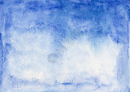纸张纹理上的蓝色水彩色背景摘要绘画手绘艺术水彩背景图片