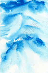 纸张纹理上的蓝色水彩色背景摘要手绘绘画艺术水彩背景图片
